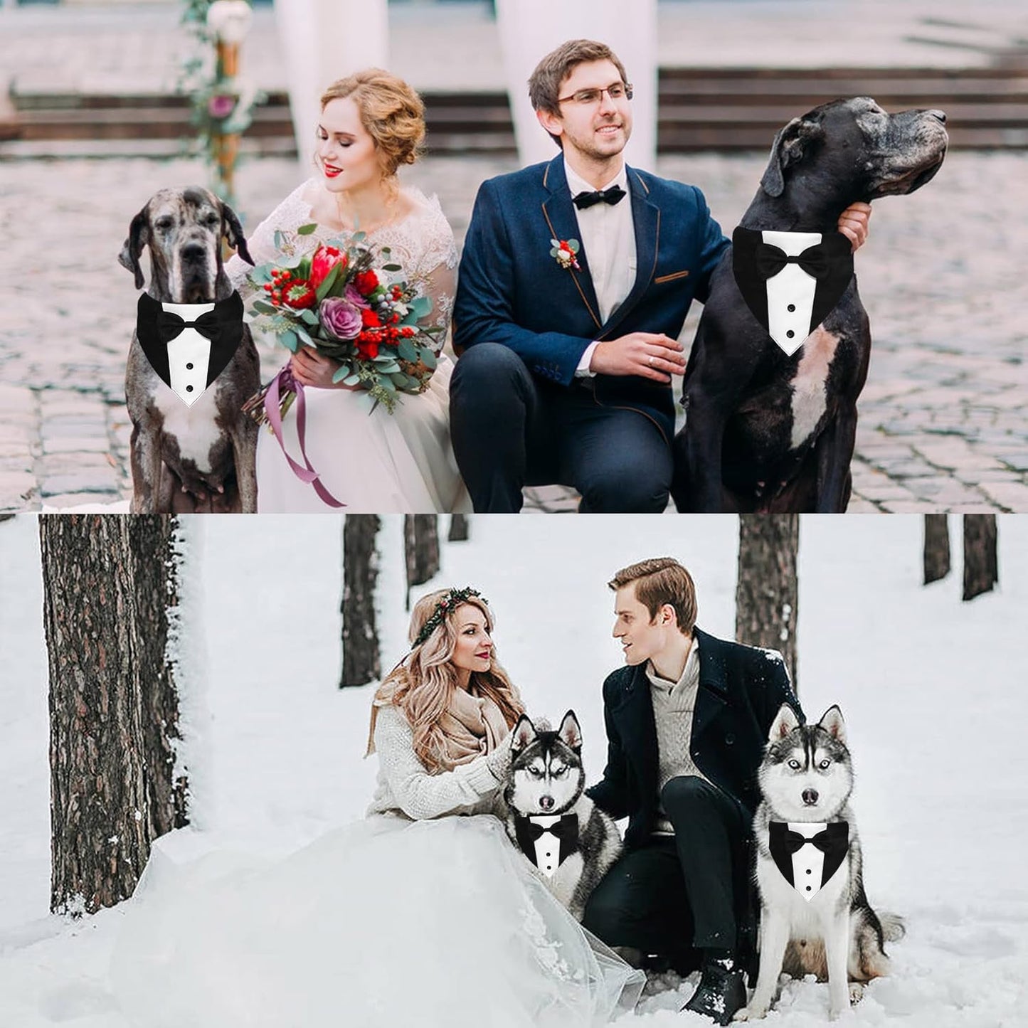 Formal Dog Smoking Set Collar Neckband Adjustable 12.5-21 Inch Black Formal Dog Dress for Wedding Engagement Birthday Fits Small Medium Large Dogs and Other Pets