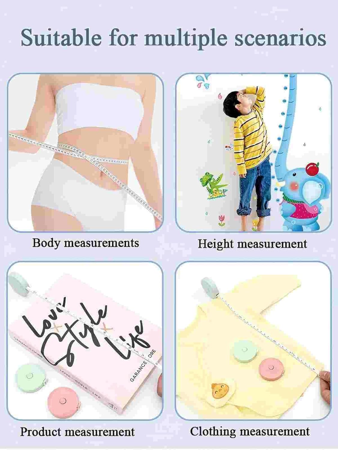 3 Pack Retractable Measuring Tape 150cm Double Sided Flexible for Body Measurements Sewing and Crafts