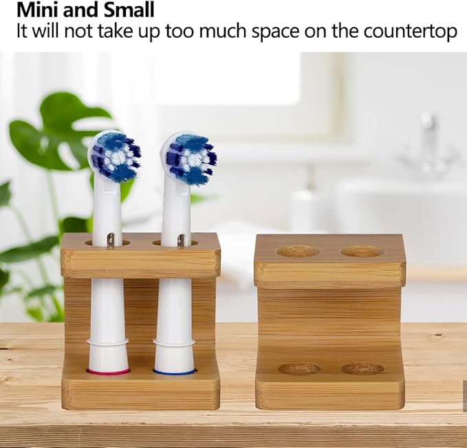 Bamboo Toothbrush Holder Organizer Set of 1 - Keep Bathroom Tidy & Hygienic - Stylish Sustainable Storage Solution