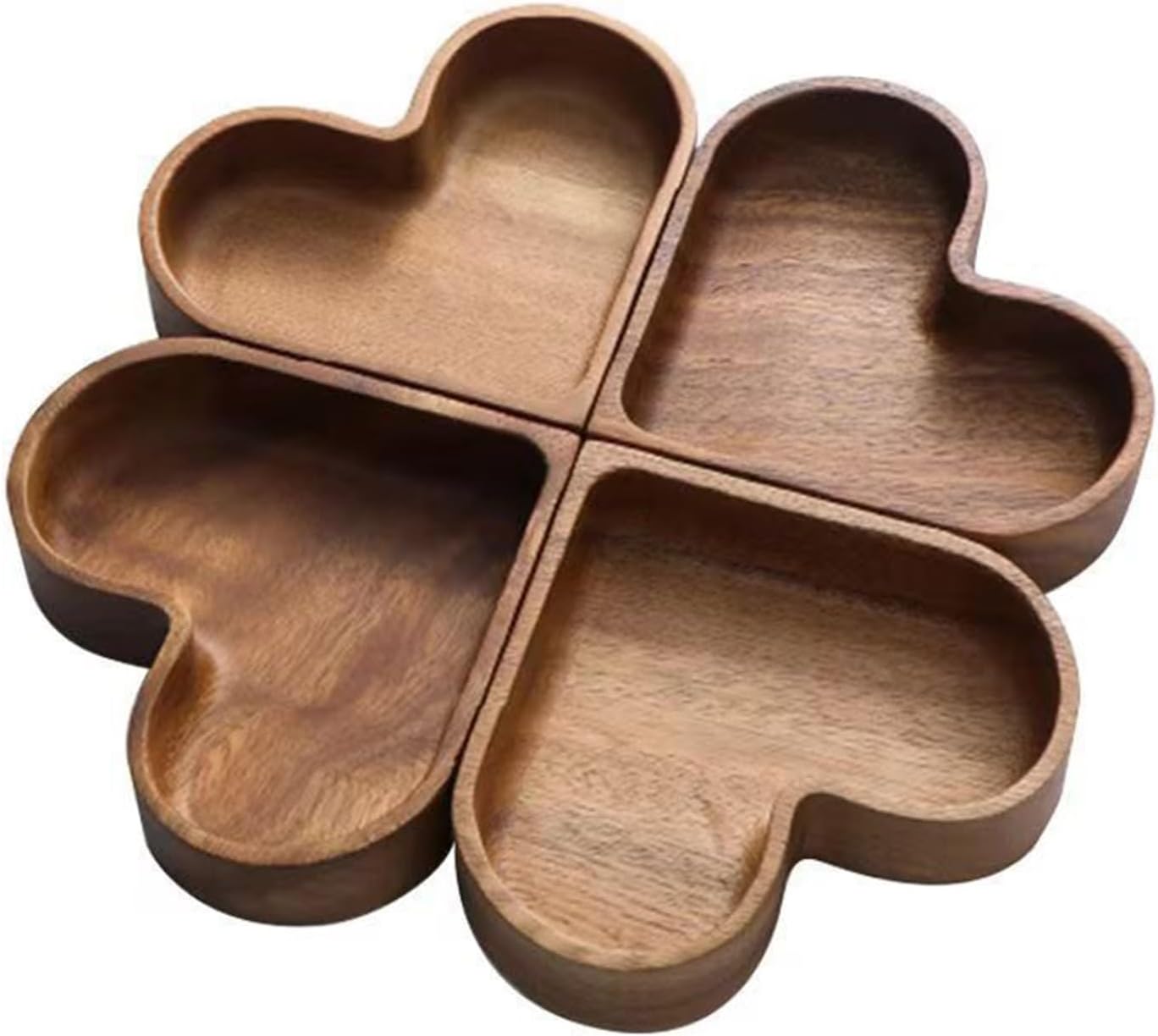 4-Piece Heart-Shaped Wooden Bowl Set Snack Fruit Dried Food Nut Candy Storage Decorative Display Bowls