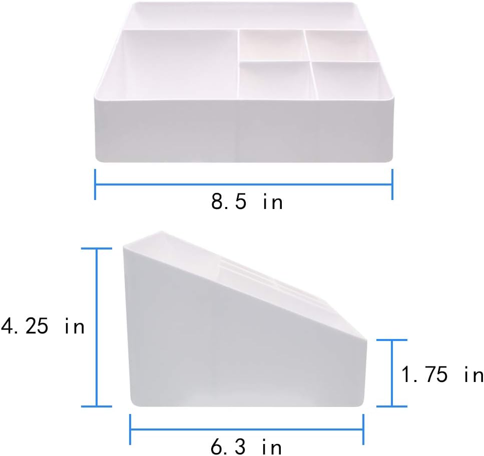 White Cosmetic Organizer with 6 Compartments for Skincare and Jewelry Storage