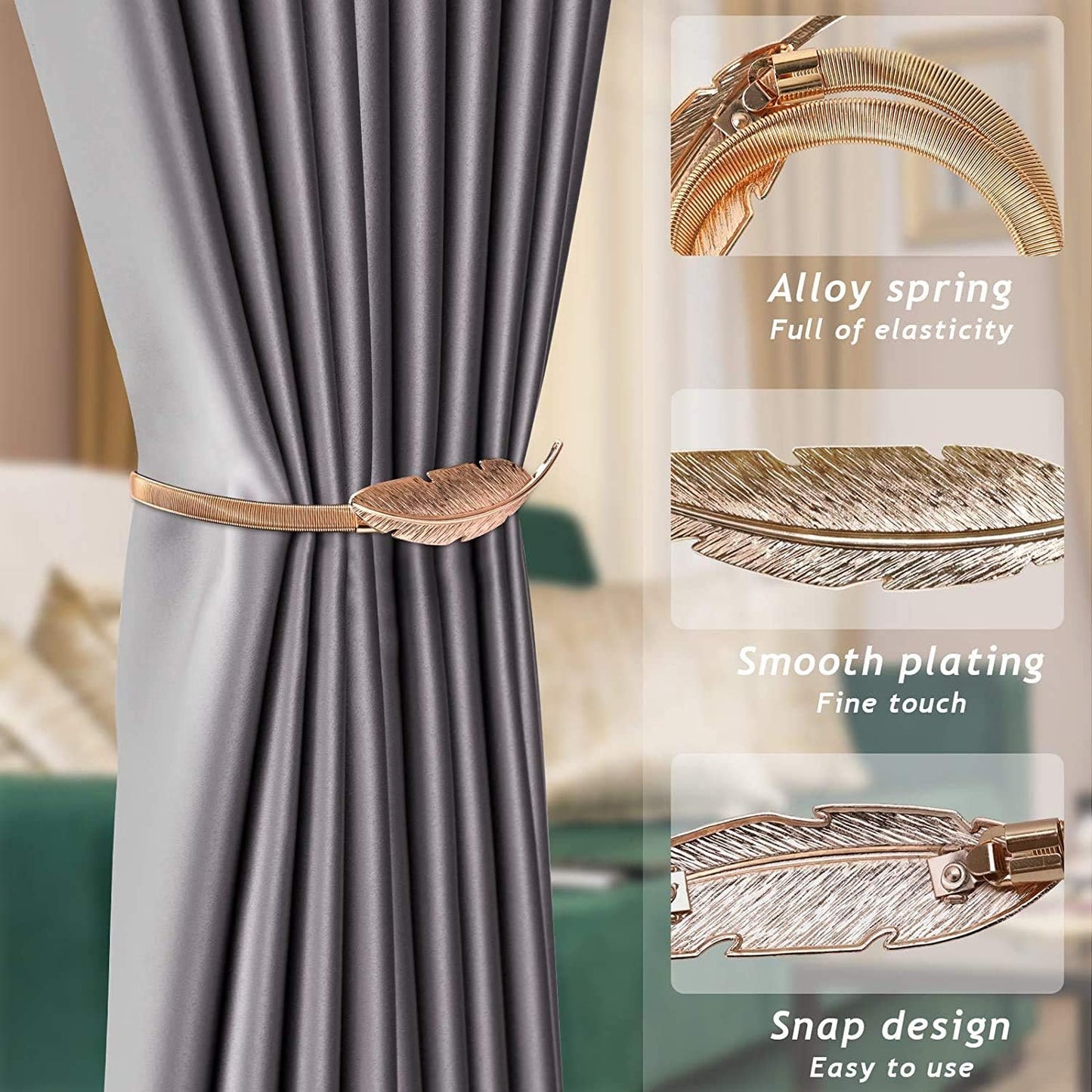 4 Pack Curtain Ties Gold Decorative Window Accessories for Hanging Curtains