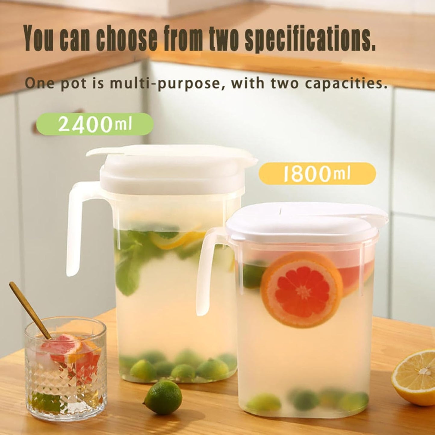 1800ml Transparent Plastic Water Jug with Lid - Large Capacity Drink Container