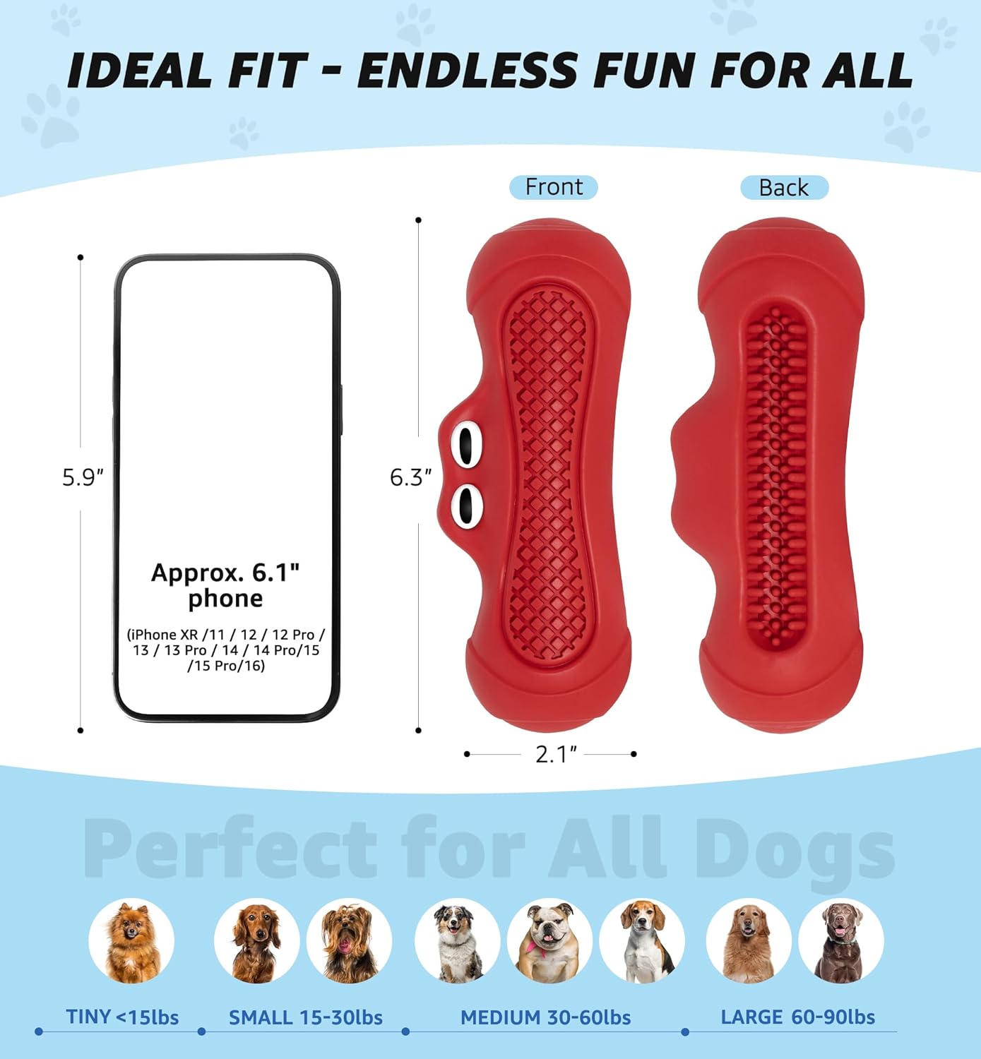 Red Indestructible Dog Chew Toy - Chew Stick for Medium and Large Dogs - Promotes Dental Care and Teeth Cleaning - 1 Piece
