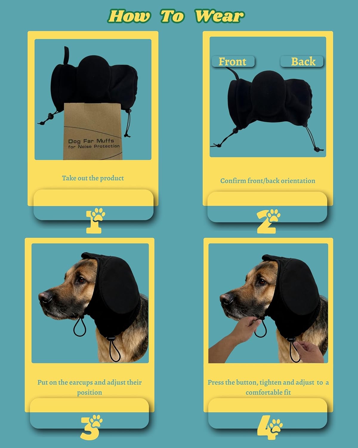 Dog Ear Muffs Soundproofing Hearing Protection Warm S Black 1 Piece