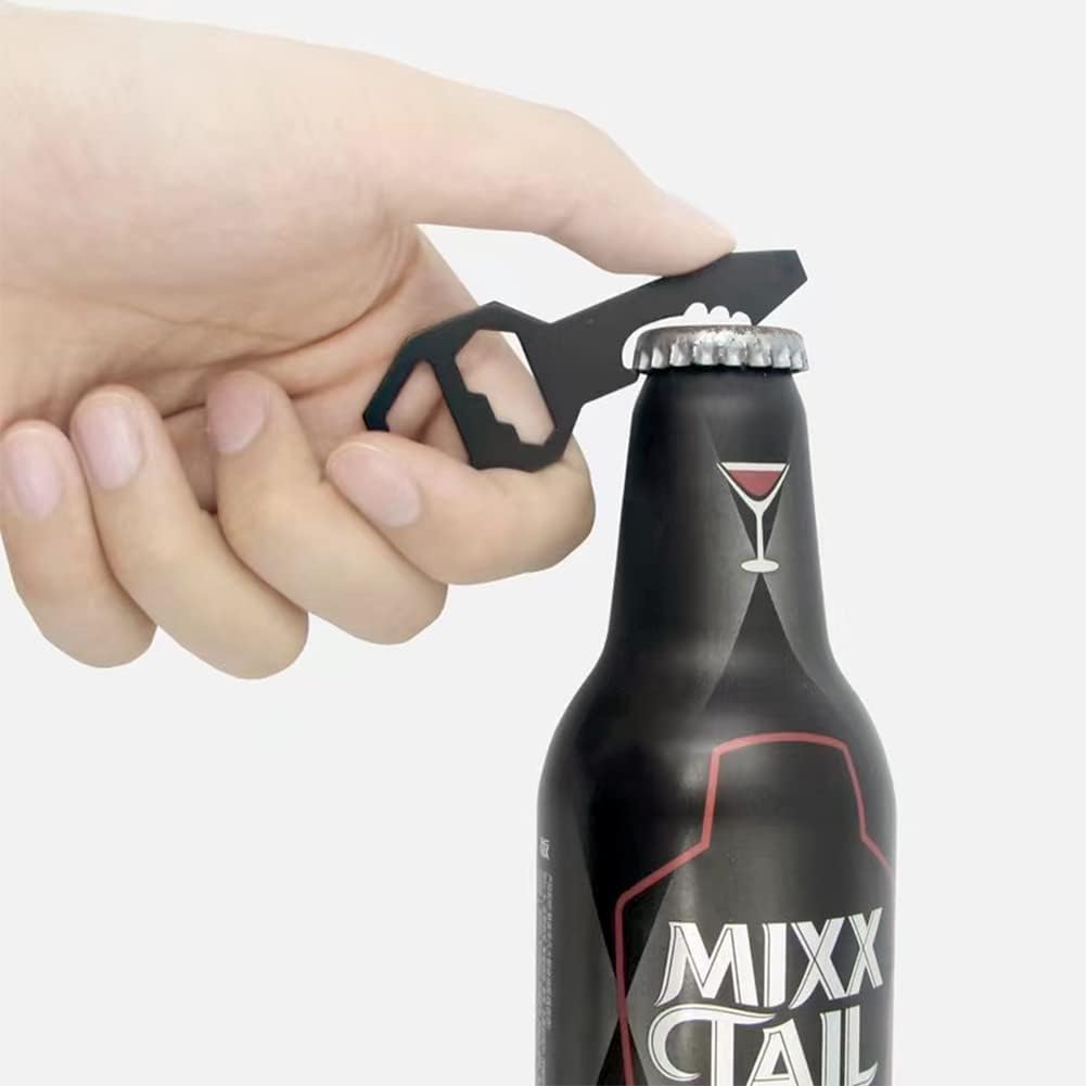 Multifunctional Can Opener Multitool - 1 Piece - Black - Includes Can Opener Hex Key Screwdriver & Ruler - Stainless Steel Pocket Tool for Daily Use