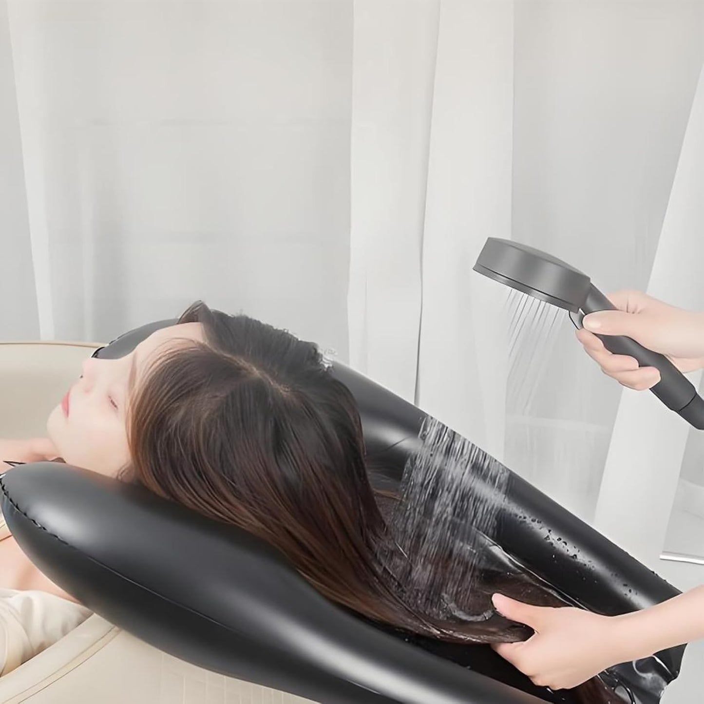 Portable Shampoo Basin - Comfortable Hair Care Without Bending - Ideal for Limited Mobility - Black - Set of 1