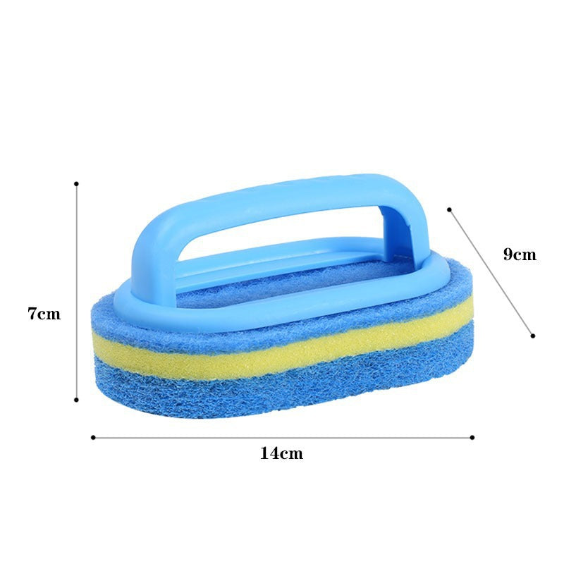 Blue Cleaning Brush with Handle Powerful Scrubber for Tiles Grout Bathroom Ergonomic Grip 14x9x7cm