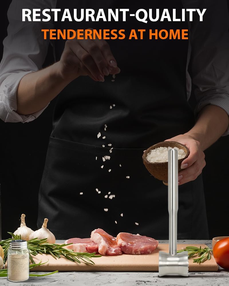 Meat Tenderizer Tool, 304 Stainless Steel Meat Mallet, 0.8lb Heavy Duty, 2 in 1 Meat Pounder for Beef, Steak, Chicken, Lamb, Dishwasher Safe