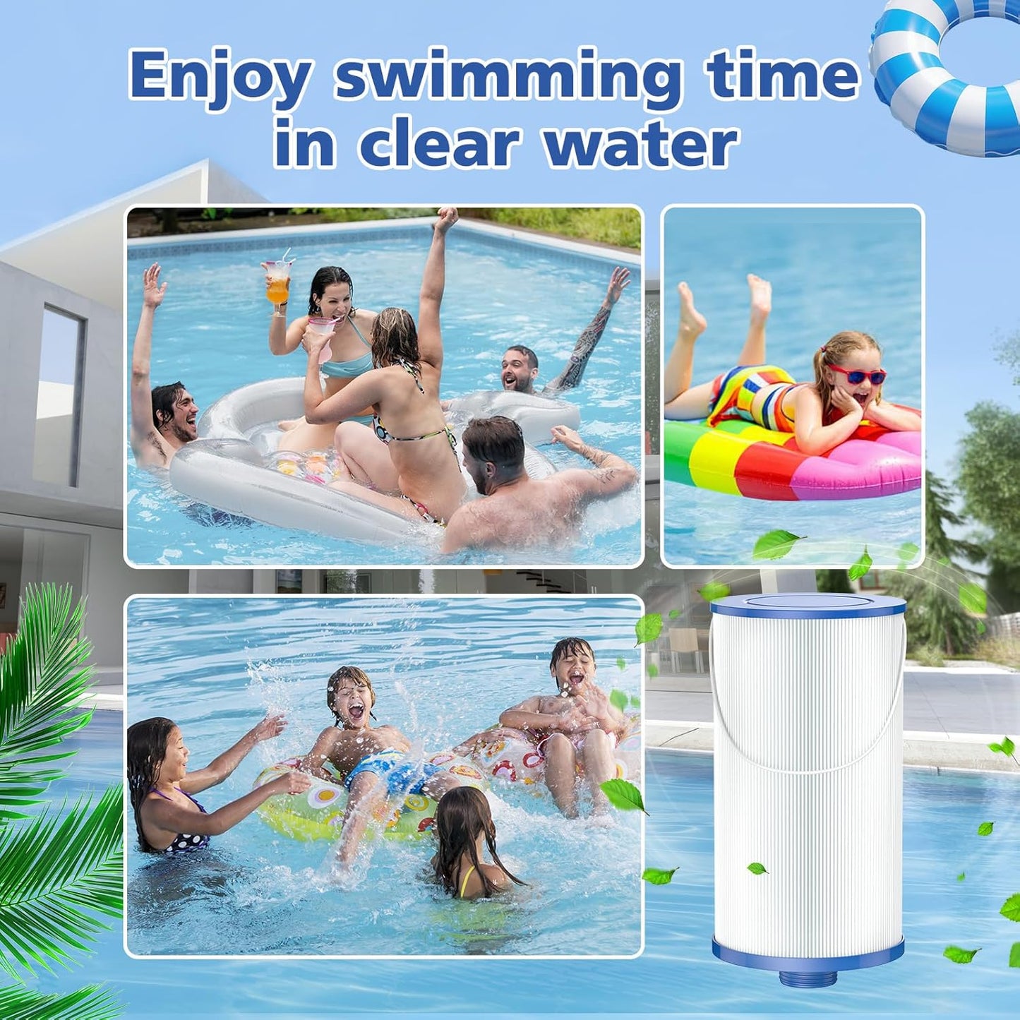 303279 Lifesmart Hot Tub Filter: Compatible with AquaTerra Spa Filter Replaces, Filbur FC-2402, 5CH-37, PFF42TC-P4, 78460, Freeflow, Bermuda, Aspire, Azure - 1.5" MPT Finer Thread Cartridge 2 Packs