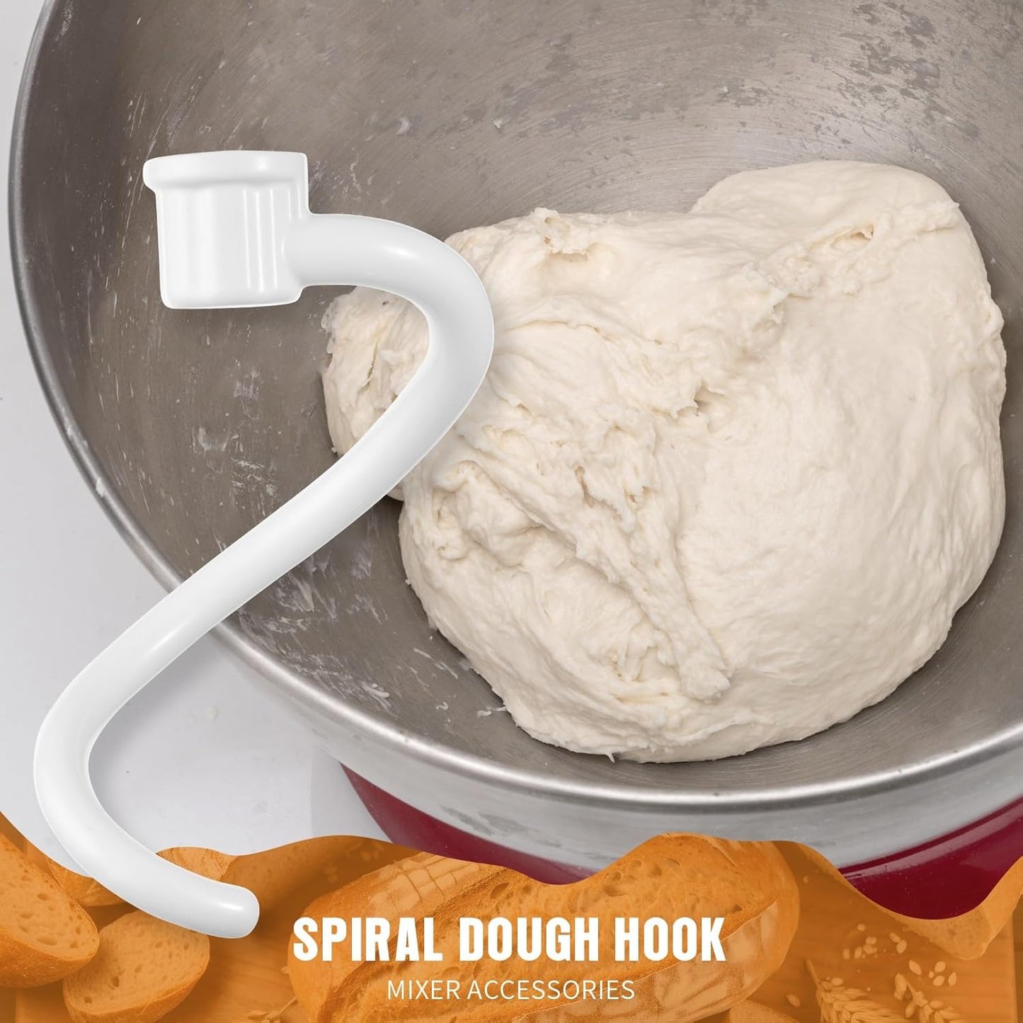 Spiral Coated Dough Hook Attachments for Kitchenaid Stand Mixer Bowl-Lift, Metal Dough Hooks Fits Models KV25G0X, KV25G8X, KV25H0X, KP26M1X, KP26M8X, KL26M8X