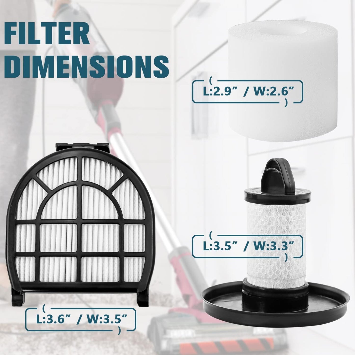 LZ600 Filter Replacement Compatible with Shar-k LZ601, LZ602, LZ602C APEX UpLight Lift-Away Duo-Clean Vacuum, Compare to # XFFLZ600 & XHFFC600