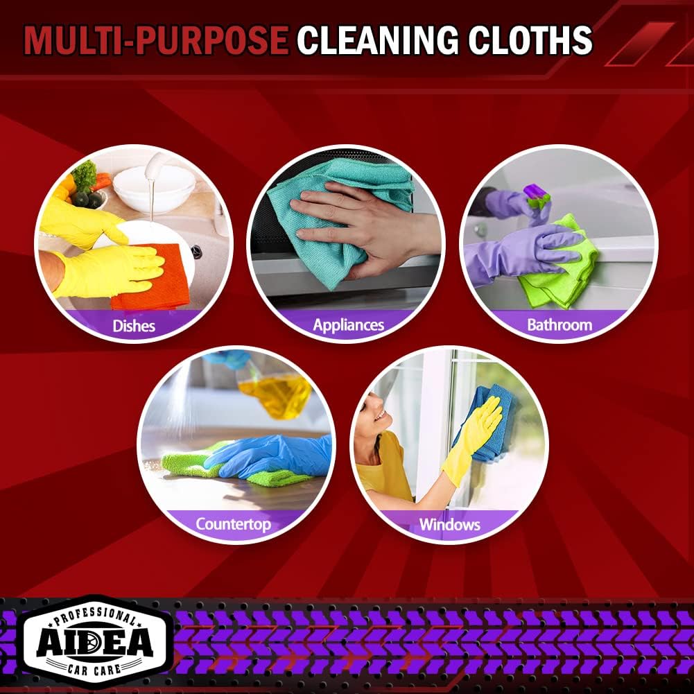 Microfiber Cleaning Cloths-50PK, Microfiber Towels for Cars, Premium All-Purpose Car Cloth, Dusting Cleaning Rags, Absorbent Towels for SUVs, House, Kitchen, Window, Gift-12×12"
