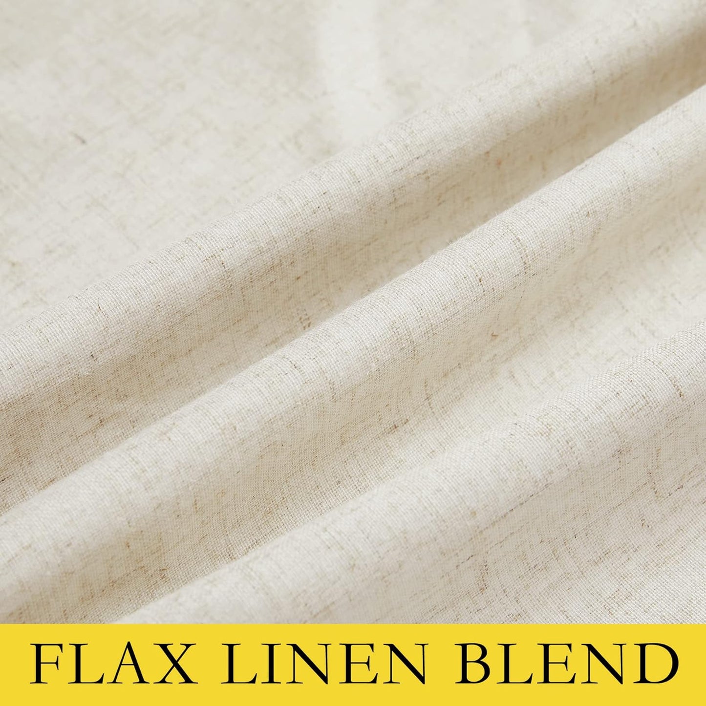 Linen Curtains 84 Inch Long 100% Blackout 2 Panels Natural Thick Farmhouse Living Room Soundproof Curtain Thermal Insulated Window Treatment Door Curtain Drapes (52-Inch Width Each Panel)