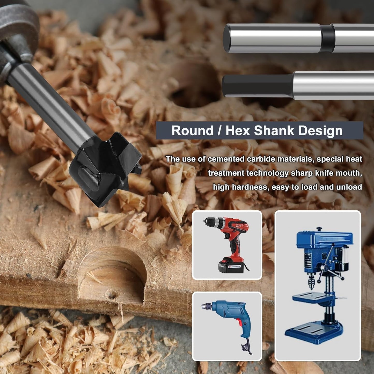 1-31/32" | 50mm Forstner Drill Bit,Tungsten Carbide Tipped - for Hard Wood,Soft Wood Woodworking Hinge Cutter Tool Kits for Veneered Plywood Plastic