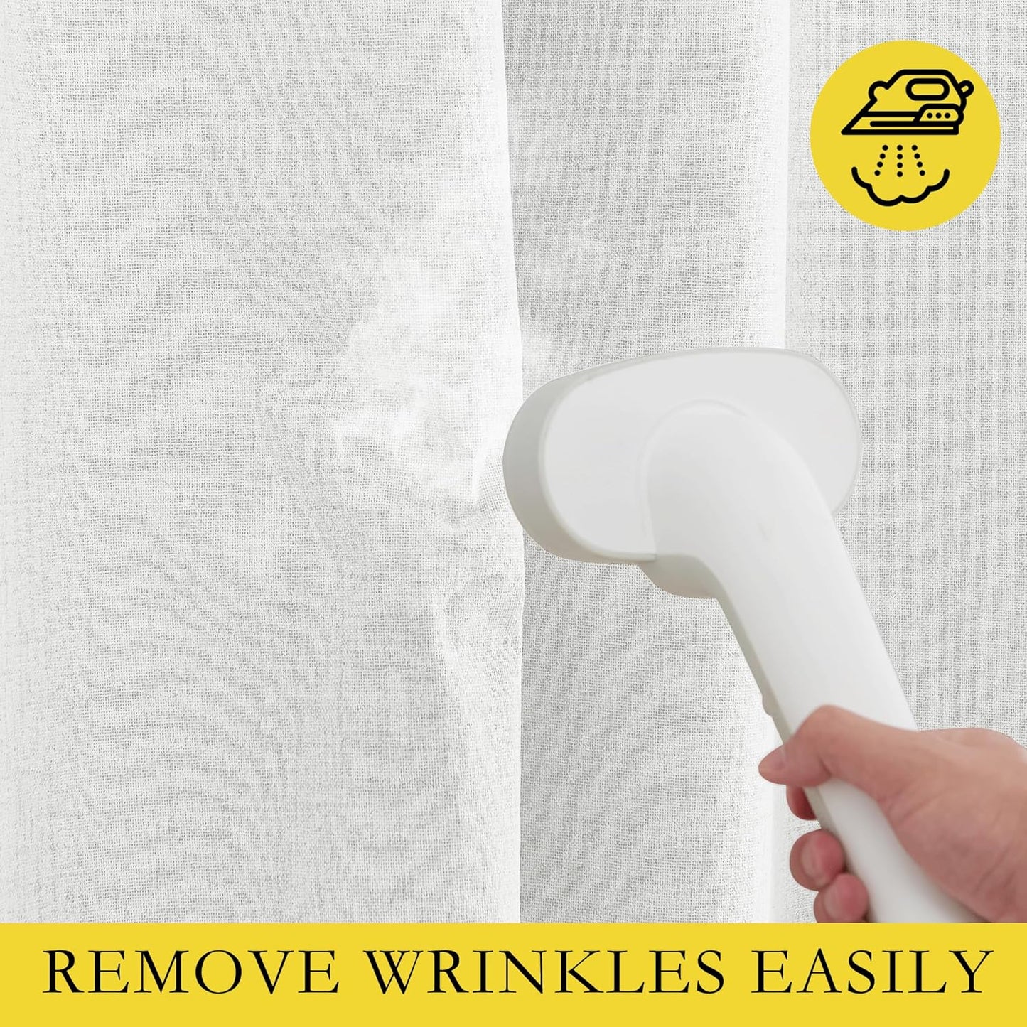 100% Absolutely Blackout Linen Curtains with Thermal Insulated White Liner,Greyish White,52" Wide,84" Length Energy Saving Curtains for Living Room 2 Panels Set,Vertical Blinds
