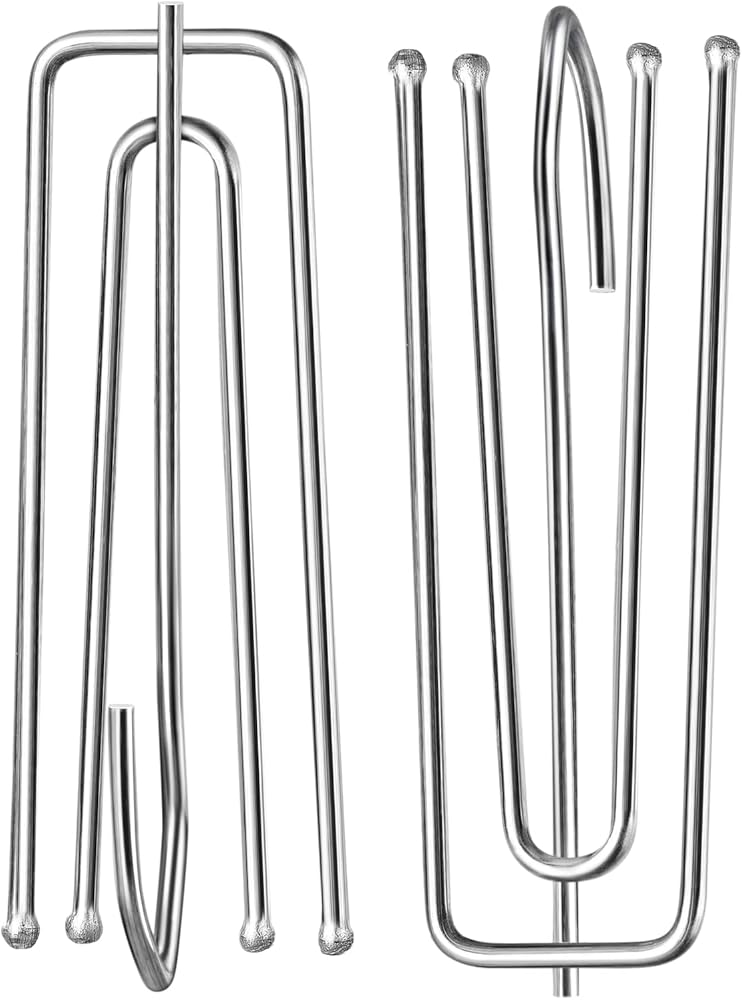 Curtain Pleat Hooks, 60pcs Stainless Steel 4 Prongs Drapery Hooks for Window Door Bathroom Curtain (2.7inches*1.3inches)
