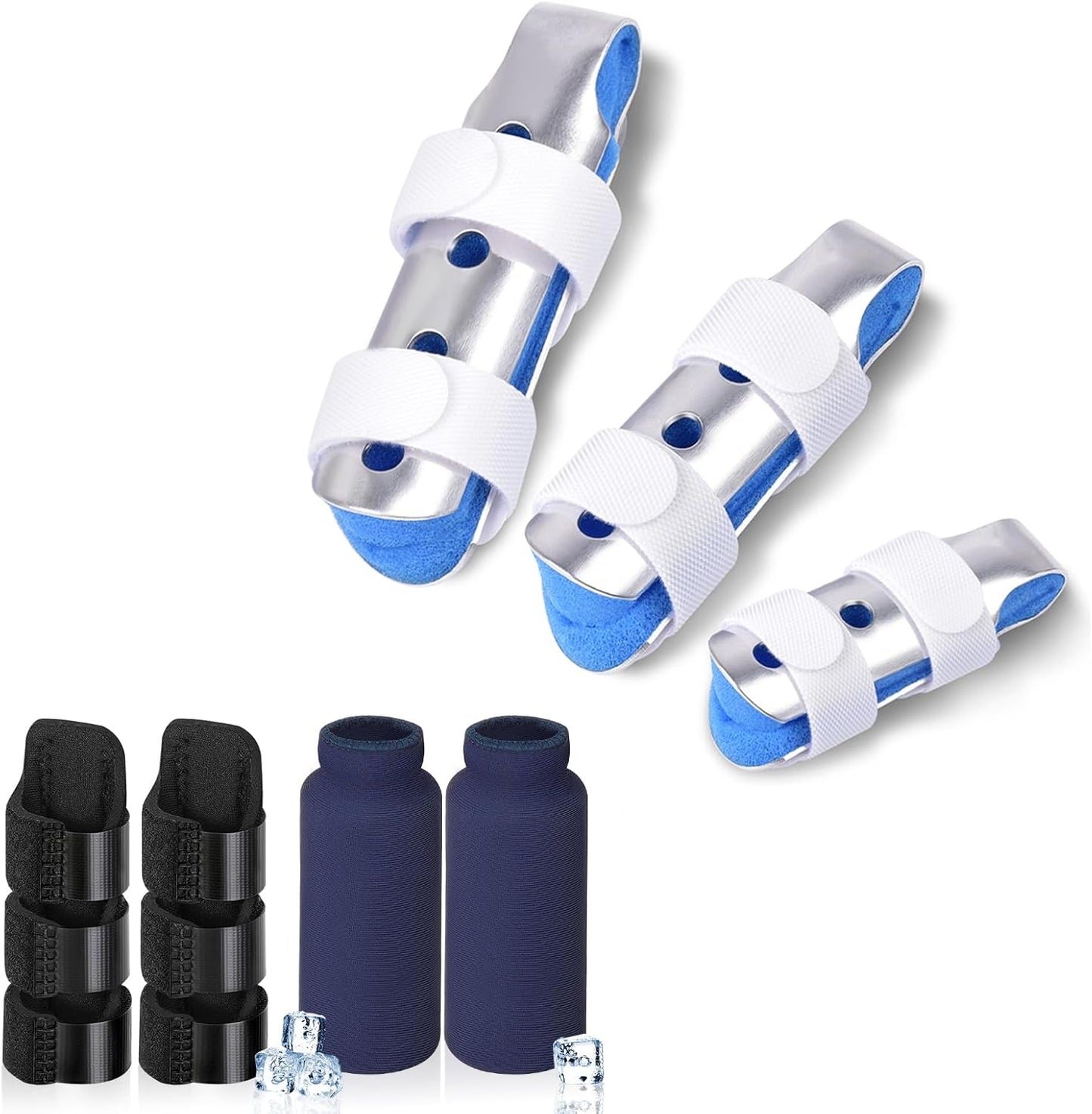 Finger Splint, 7PCS Finger Brace Ice Pack for Index, Middle, Ring Fingers Straightening Arthritis Knuckle Immobilization