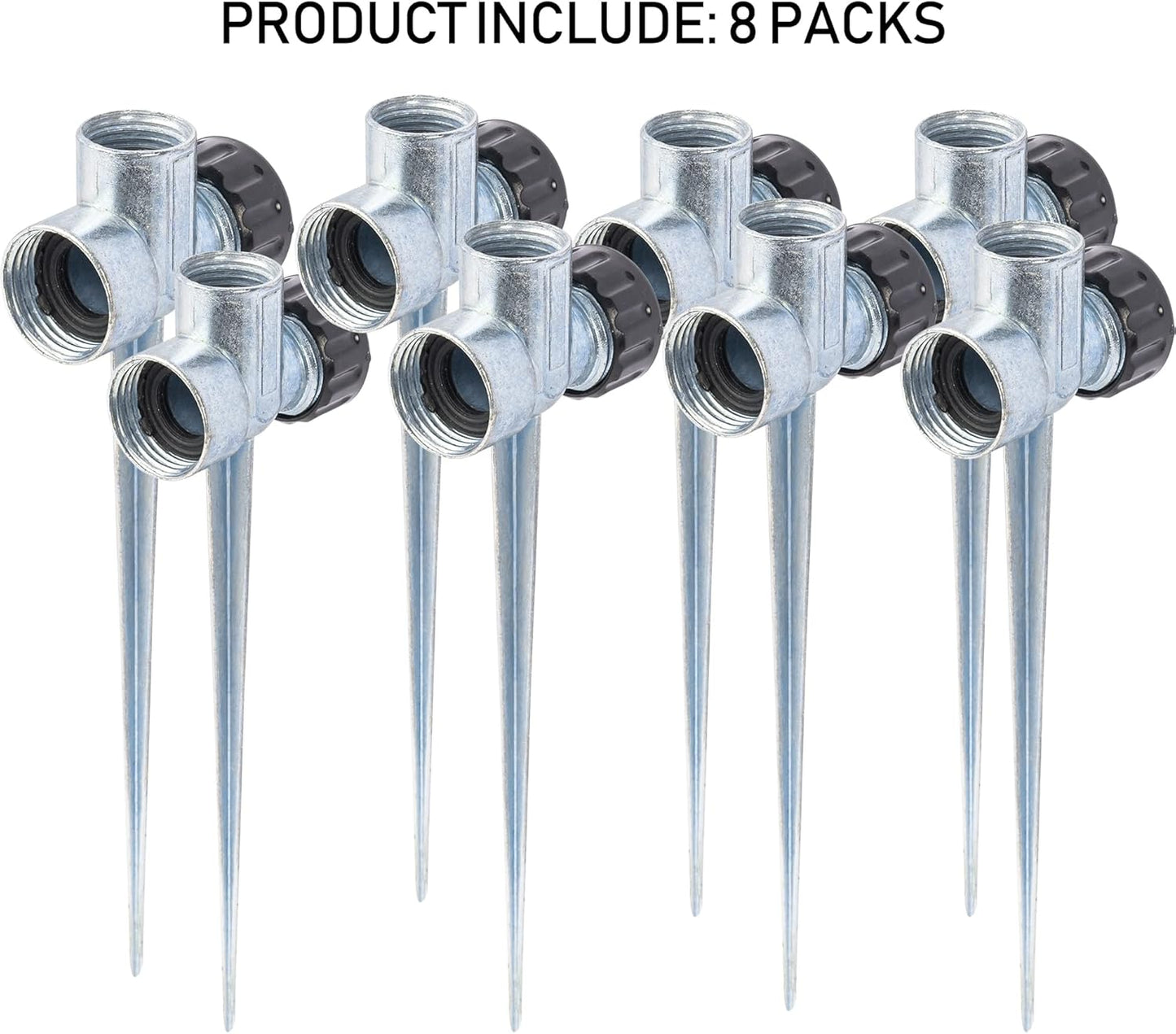 8 Pack 1/2 inch Zinc Alloy Lawn Sprinkler Spike Base, Water Flow Thru Sprinkler for Yard, Lawn, Garden and Grass Irrigation