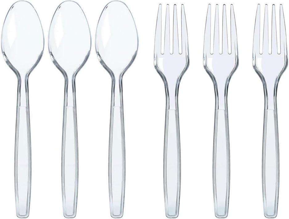 500 Clear Plastic Spoons and Forks - Bulk, Plastic Silverware