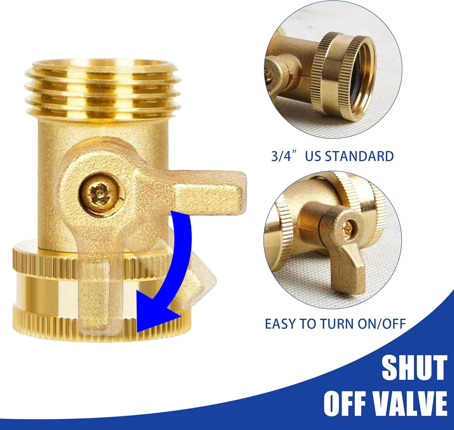 Garden Hose Adapter + Nozzle Jet with Shutoff Valve