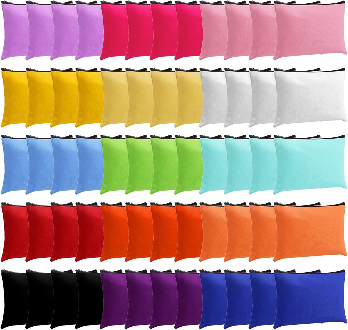 60 Pcs Canvas Makeup Bags Bulk Cosmetic Bags Zipper Pouches Multicolor DIY Craft Pencil Bag Pencil Pouch Multipurpose Canvas Toiletry Bag for Travel Women Girls Pencil Craft (4.3 x 7.1 Inch)