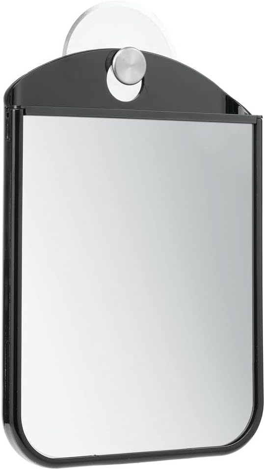 Bathroom Shower Suction Fog Away Shaving Mirror - Black/Brushed