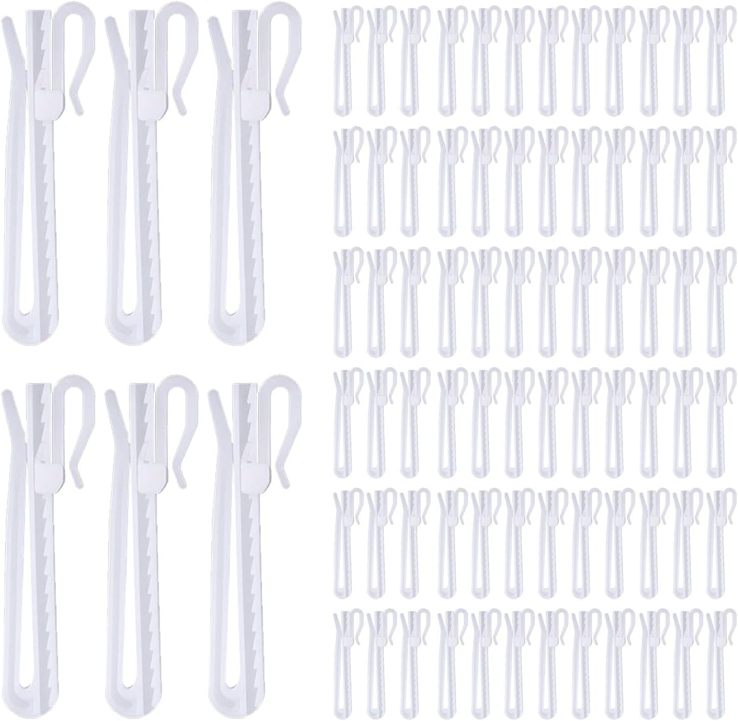 80 Pcs Plastic Curtain Hooks, Adjustable Pinch Pleat Hooks, Ratchet System Pinch Pleat Curtain Hooks for Window Curtain, Door Curtain and Shower Curtain (90mm/3.54inch)