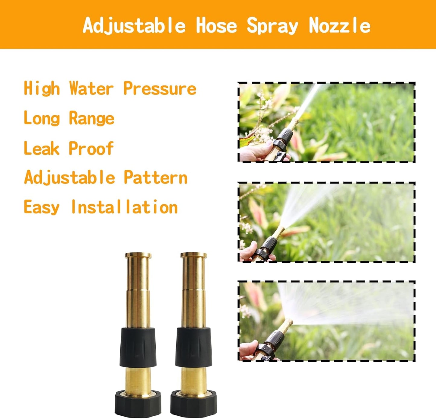 Brass Garden Hose Splitter (4 Way) + 5" Jet Sweeper Garden Hose Nozzle