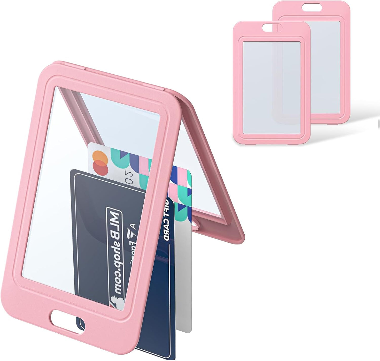 12 Pack ID Badge Holder with Double-Sided Windows Vertical Hard Plastic Case Black Card Protector Pouch, 4 Colors