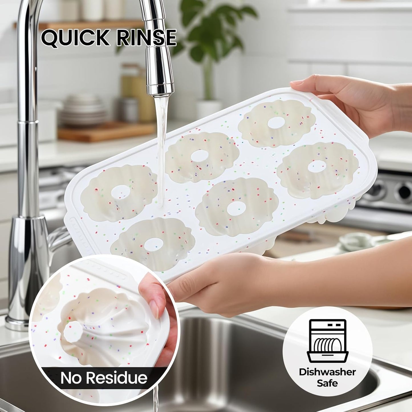 Mini Fluted Tube Pan with Metal Reinforced Frame, 6-Cavity Silicone Nonstick Small Cake Molds 2Pcs for Chocoflan, Donuts, Cornbread, Brownies, Jellies BPA Free