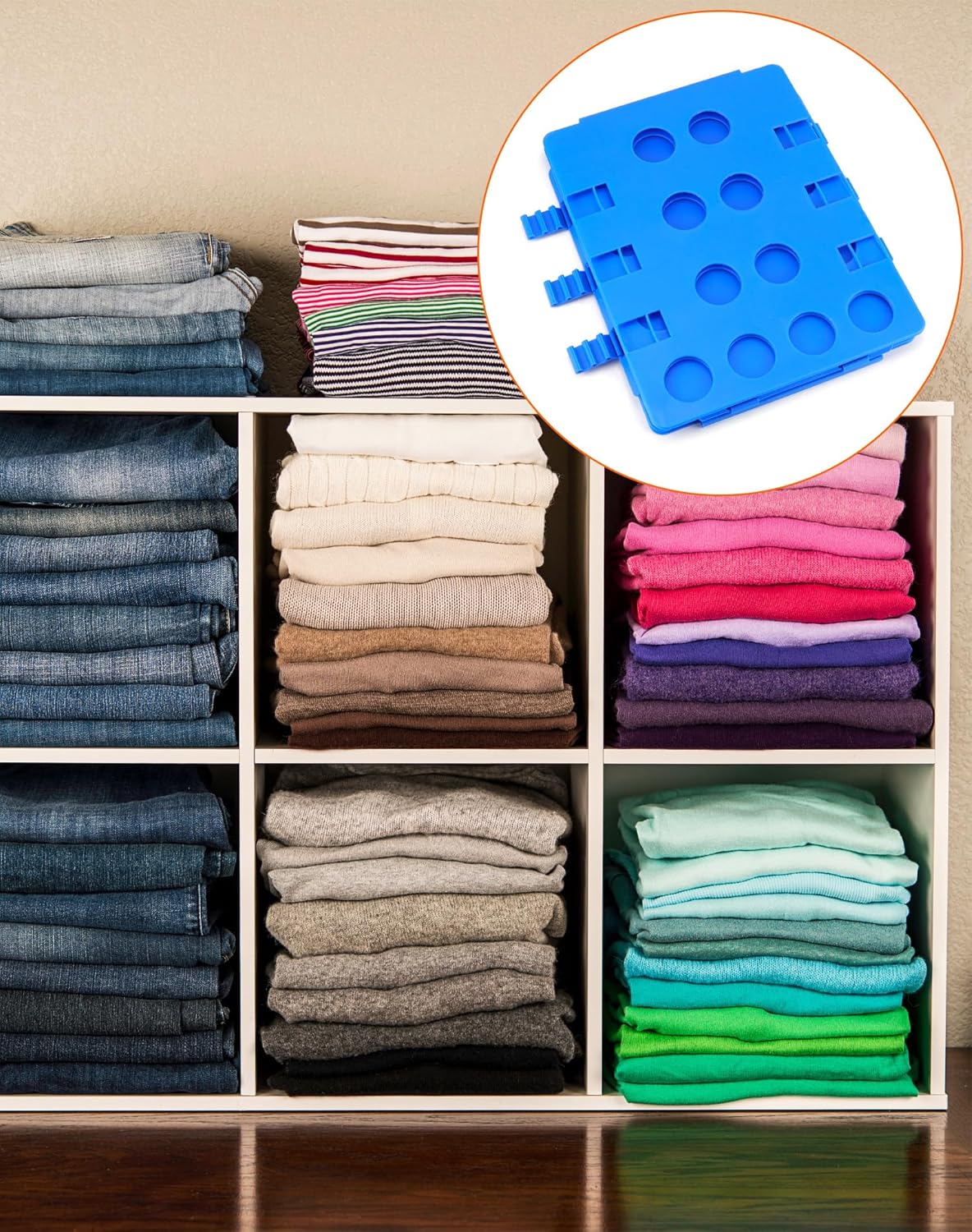 PP Composite Folding Board, 2 Pack Folding Clothes Board - Black + Blue, One-Hand Operation Laundry Folding Tool, Non-Slip Silicone Buckles, T Shirt Folder, Laundry Folders for All Garments