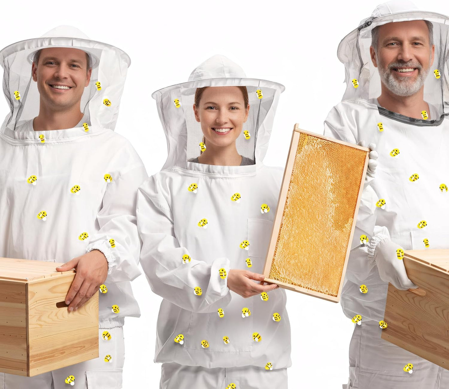 41 Pcs Halloween Beekeeper Costume Set Include 1 Beekeeper Set 20 Felt Bee 20 Round Tape for Cosplay(Large)