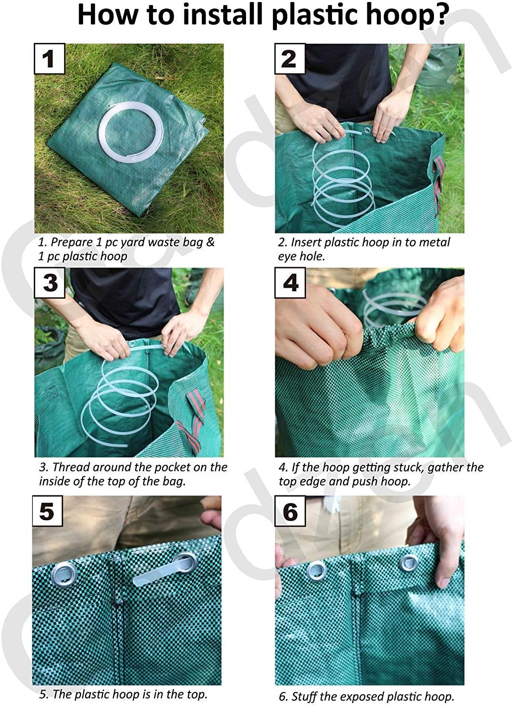 3-Pack 80 Gallon Yard Waste Bags, Reusable Heavy Duty Collapsible Garden Leaf Bags with Plastic Ring, Stand-Up Yard Waste Bin for Leaves, Lawn Debris & Grass Clippings