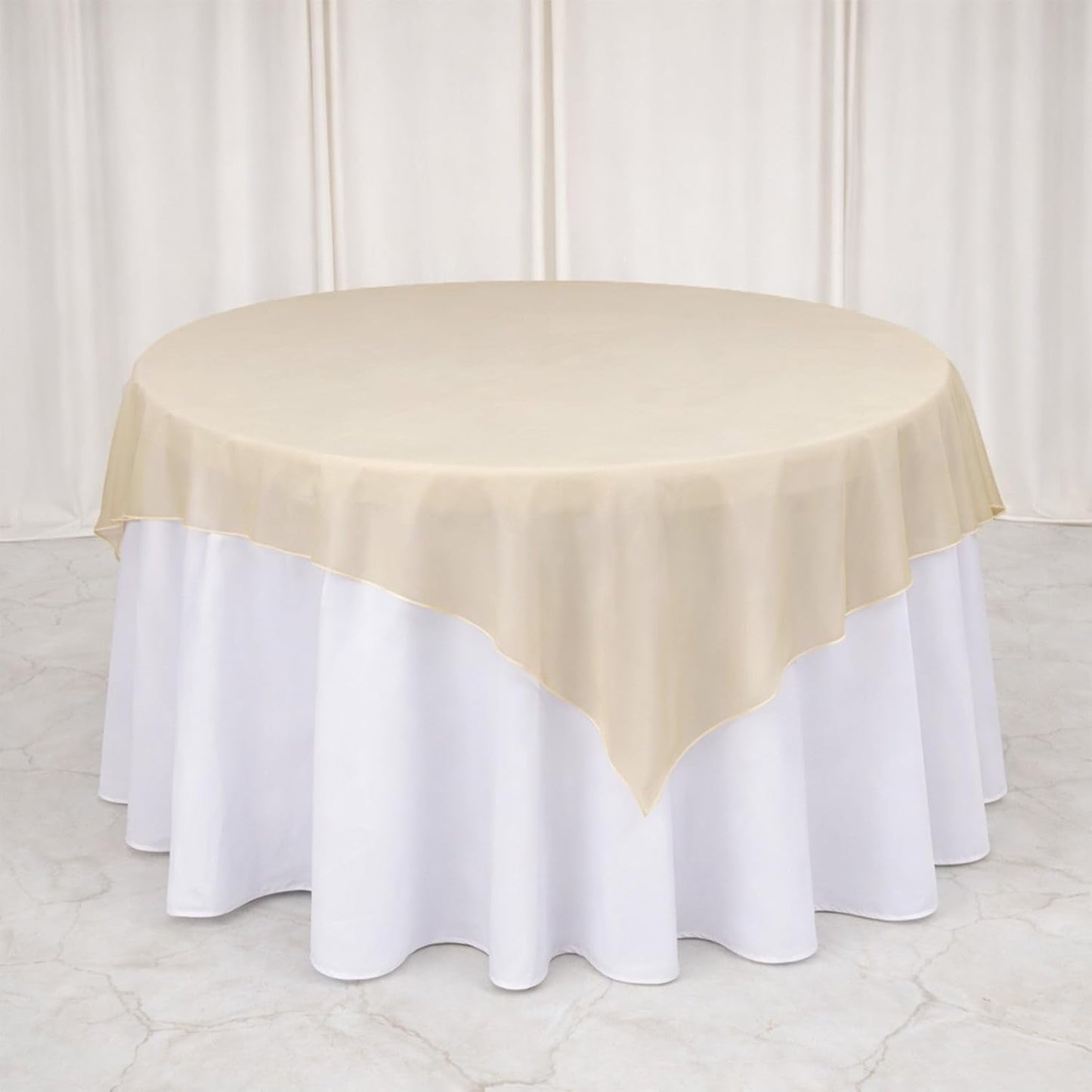 Efavormart 10 Pack Organza Table Overlay 72"x72" Gold - Sheer Table Topper