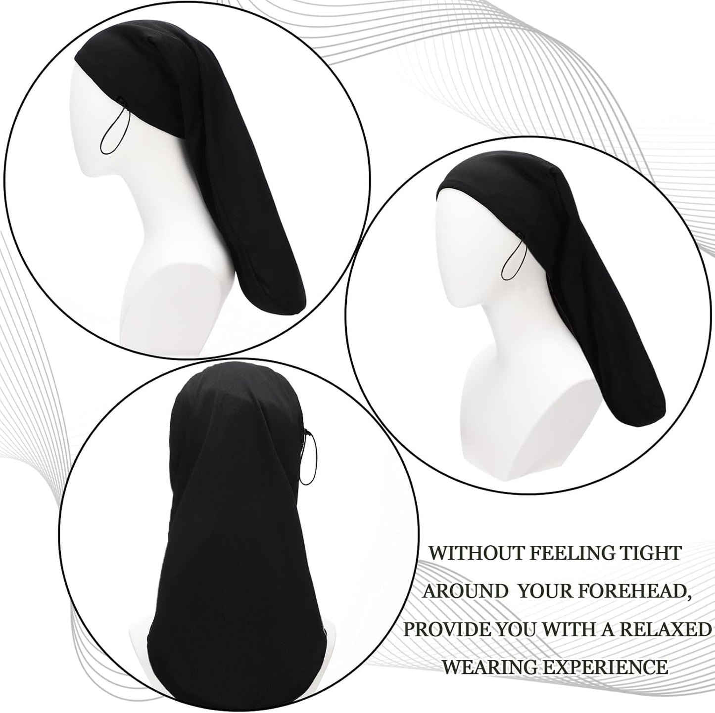 2 Pieces Satin Lined Unisex Jumbo Dreadlock Cap Long Dreads Hair Head Wrap Sleeping Cap Hair Accessories Sleep Bonnet