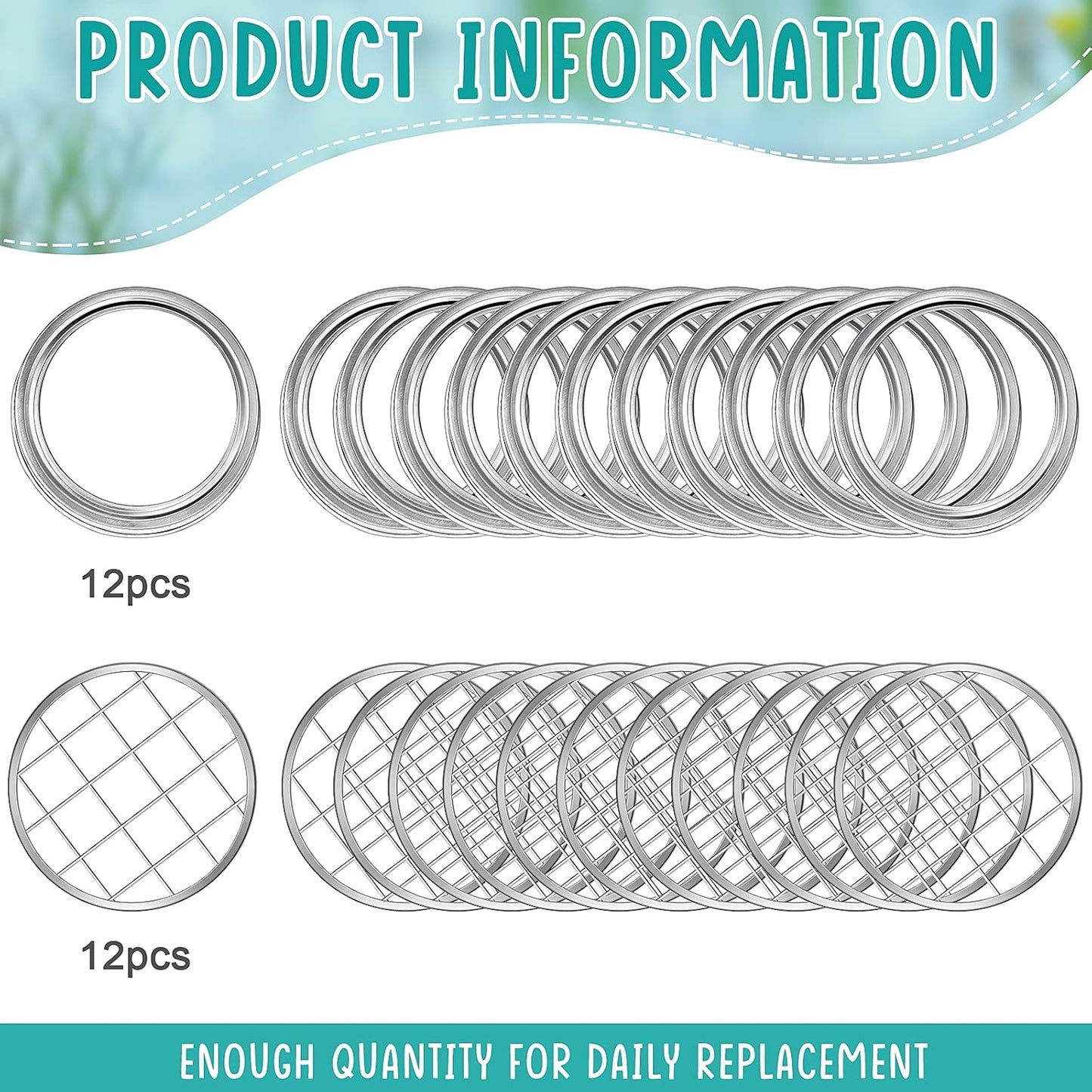 Mason Flower Jar Frog Lid Metal Insert Mason Grid Flower Organizer Frog Lid Insert for Regular Mouth Canning Jars(12 Sets)