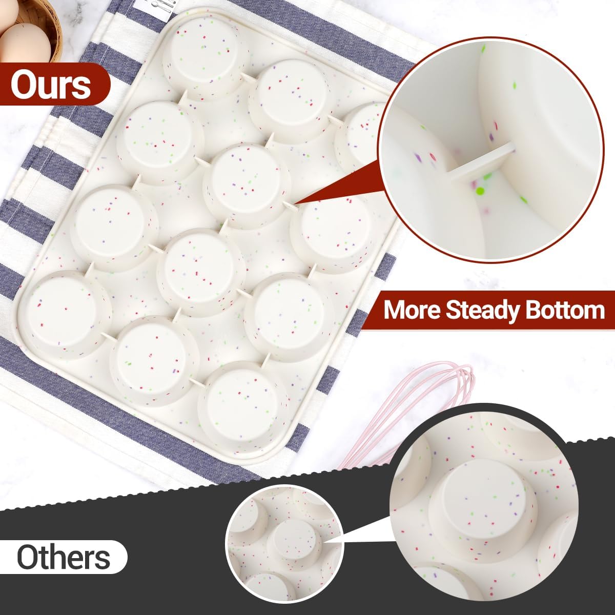 Silicone Mini Muffin Pan 24 Cups & Silicone Muffin Pan Regular Size 12 Cups