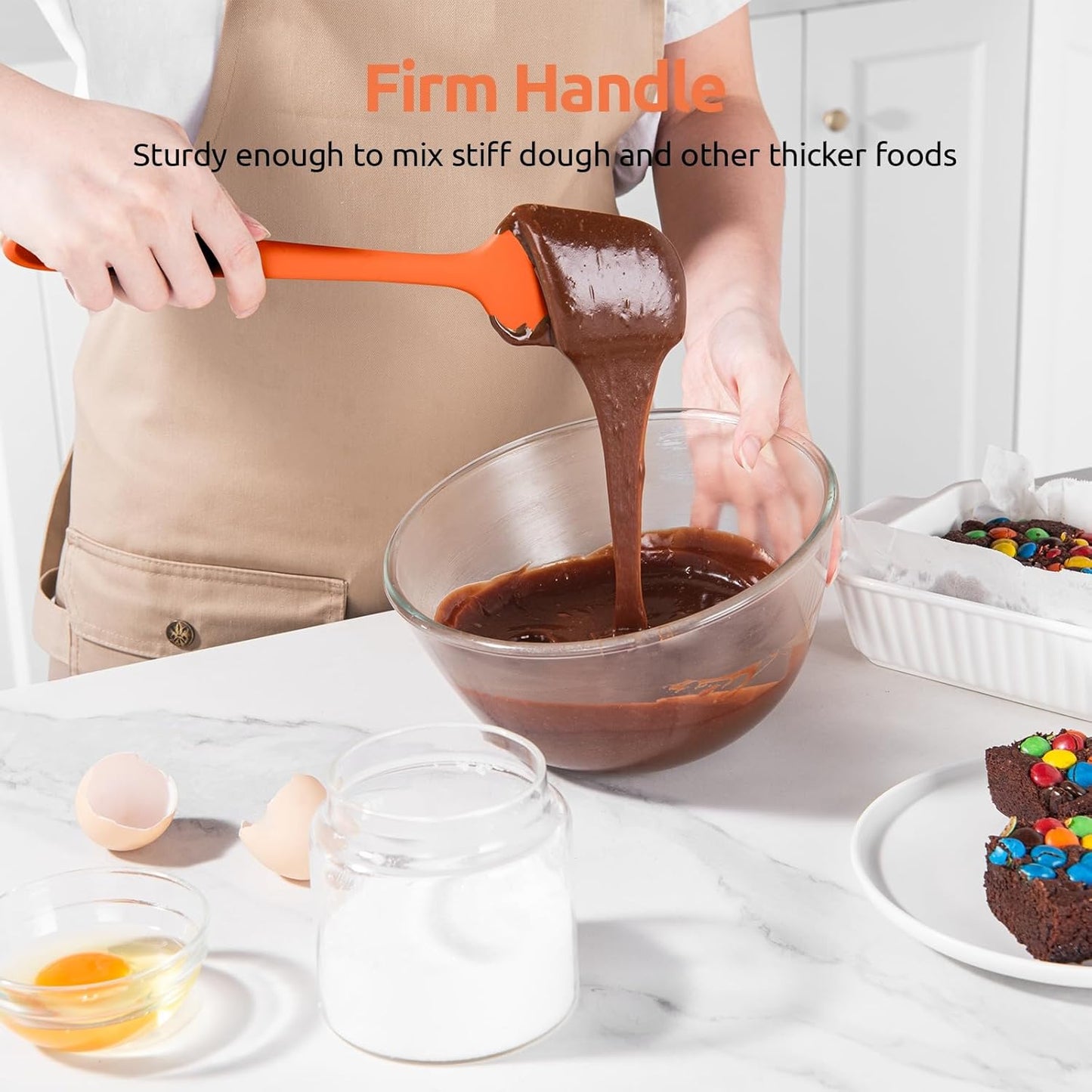 600ºF Heat Resistant Silicone Spatulas: Kitchen Cooking Mixing Utensils (4PCS, Orange) and 8"+10"+12" Kitchen Cooking Tweezer: 18/8 Stainless Steel Food-Grade Metal Food Tong (Pointed Tip)
