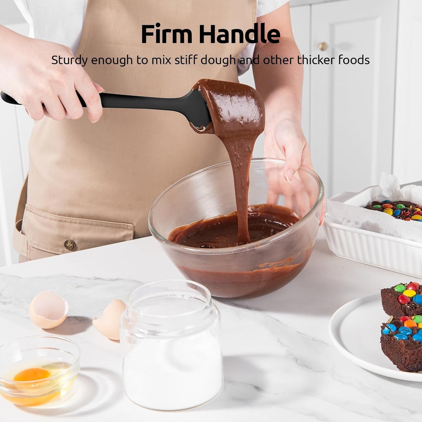 600ºF Heat Resistant Silicone Spatulas: Kitchen Cooking Mixing Utensils (4PCS, Black) and 8"+10"+12" Kitchen Cooking Tweezer: 18/8 Stainless Steel Food-Grade Metal Food Tong (Pointed Tip)
