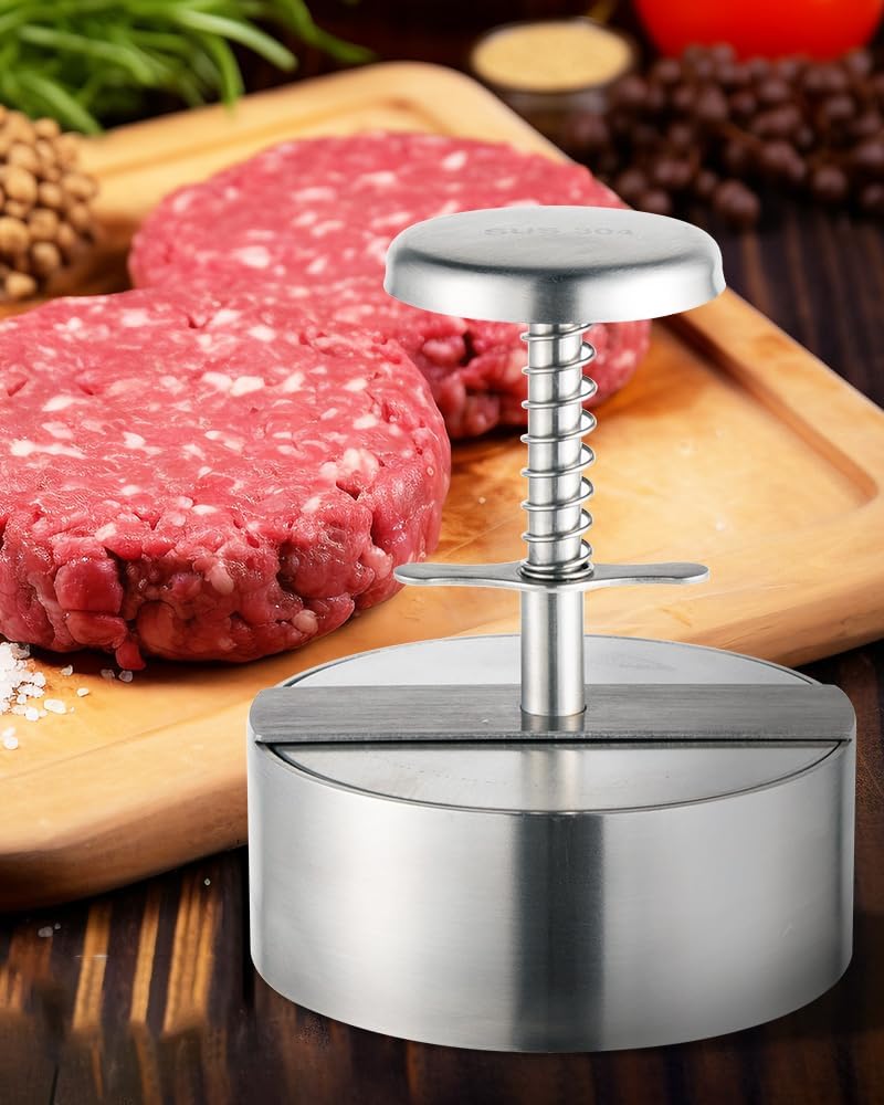 304 Stainless Steel Burger Press - 4.5" Hamburger Patty Maker, Heavy Duty Stainless Steel Burger Press for Ground Beef, Burgers (Dishwasher Safe)