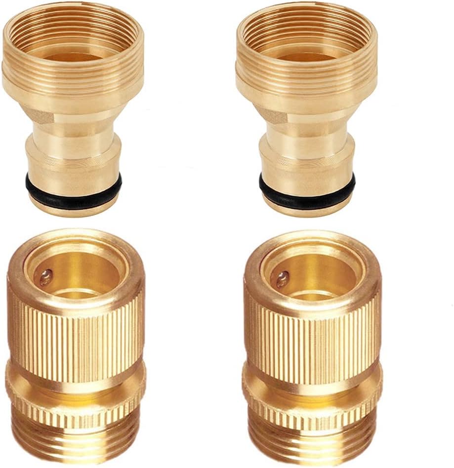 2Set Faucet Quick Connect to Garden Hose 22mm Female x 24mm Male Thread to 3/4" GHT Male Thread Snap Adapter for Bathroom Kitchen Indoor Sink Faucet