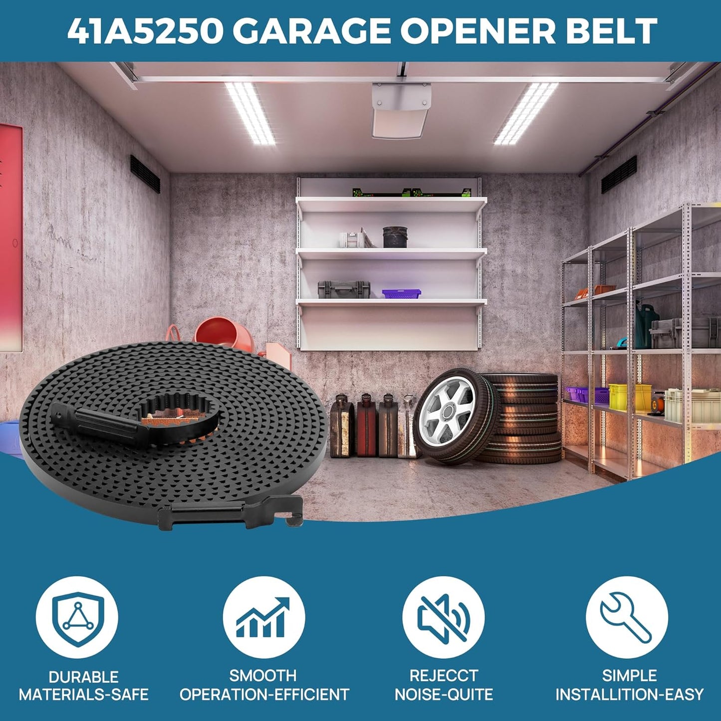 Upgrade 41A5250 41AB050-2 Belt for 7ft High Garage Door, 237" Garage Door Opener Belt Compatible with Chamberlain Craftsman LiftMaster Sentex Whisper Garage Door Opener Models WD822KD 248739 248754