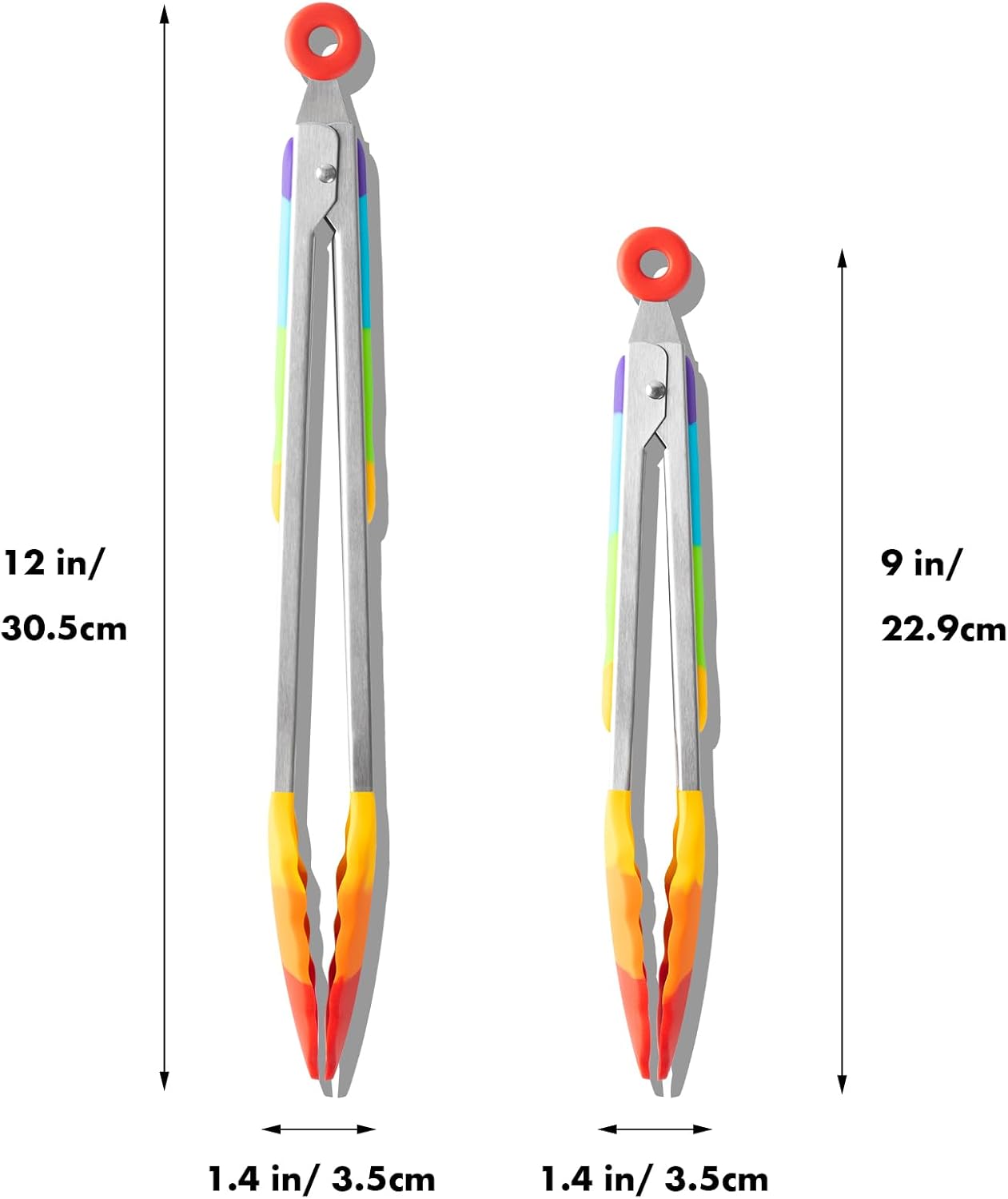 Silicone Whisk & Rainbow Tongs Set, Heat-Resistant Kitchen Tools for Cooking and Serving