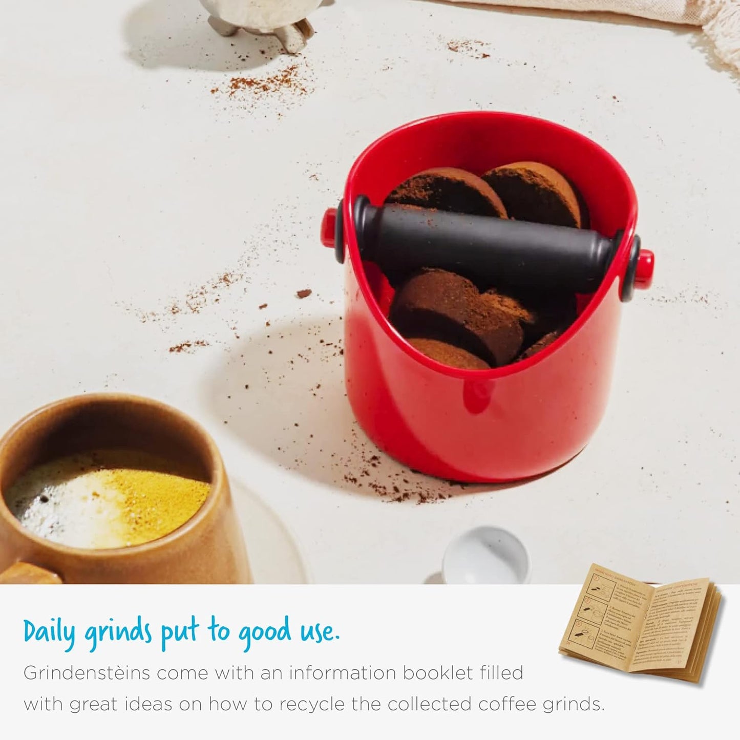 Grindenstèin Sturdy, Compact, Modern Space-Saving Espresso Coffee Grind Knock Box - Black