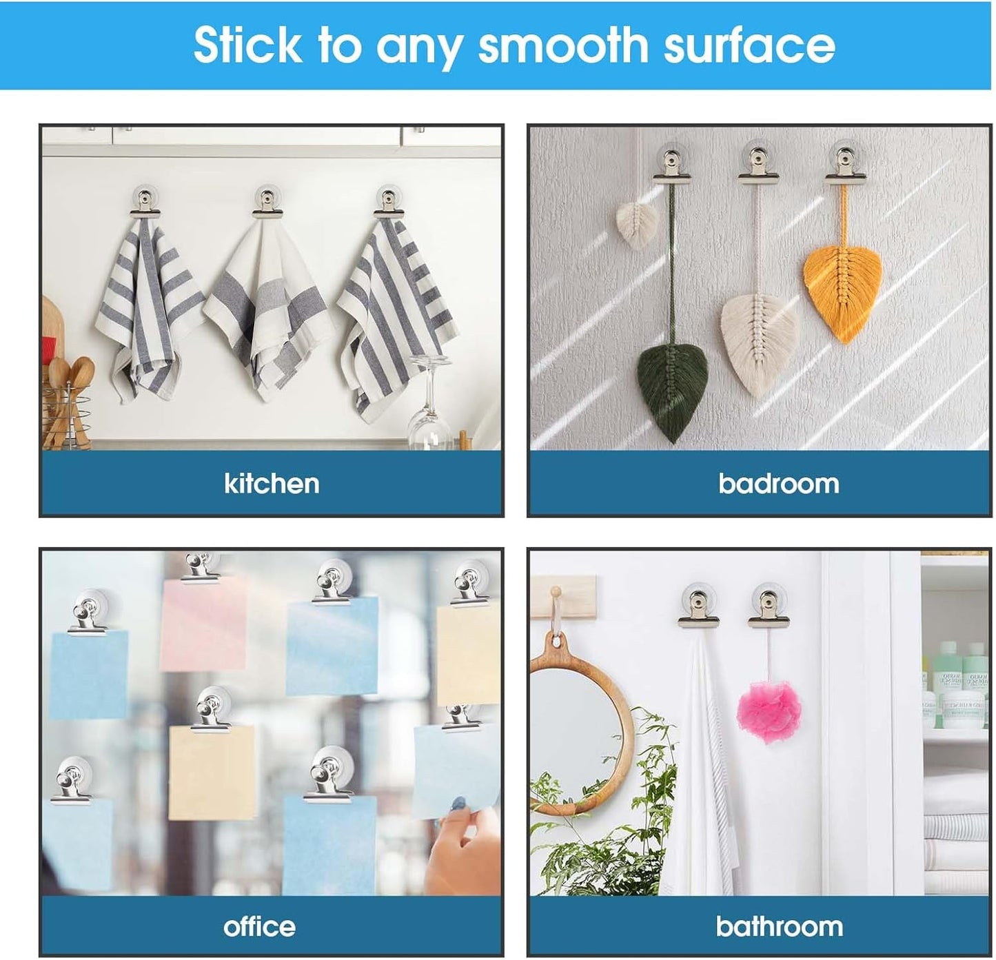 Suction Cup Clips for Windows 24Pcs Suction Clips Clear Suction Cup Clamp Holder Suction Cups with Clips for Home and Office