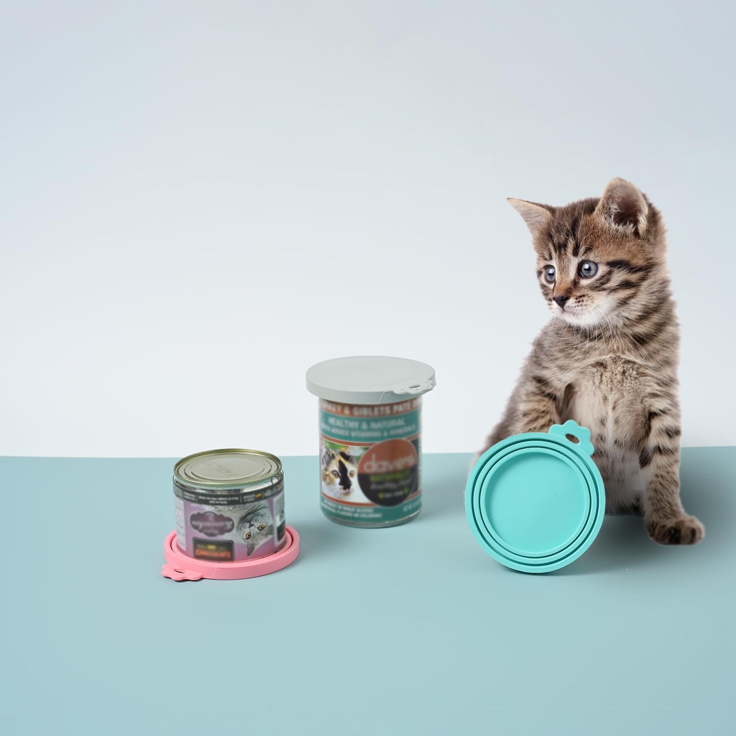 Pet Food Can Covers, Silicone Lids, BPA Free, Dishwasher Safe, Fit Most Standard Size Canned Cat and Dog Food, 3oz/5.5oz/12.5oz/13.2oz, Cool Grey/Rose Pink/Turquoise