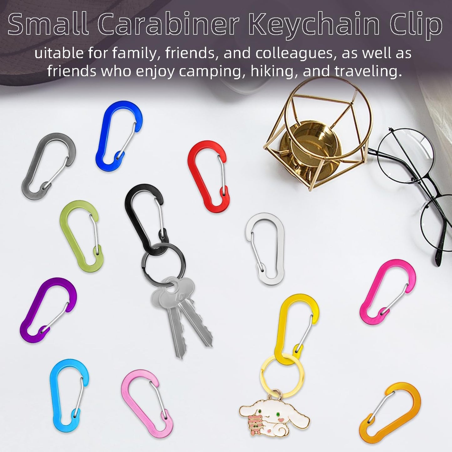 6pcs Aluminum Small Carabiner Clip, 2 Inch Carabiner Keychain Clasp Spring D Ring for Hanging Home KeyRings Hook Paracord Lanyard Keychain Pet Collar Hiking Camping Fishing Accessories (Assorted)