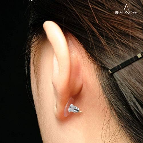 Earring Backs Replacements Earring Backing Silver Plated Pierced Hypoallergenic Ear Stud Backs Stoppers Safety Bullet Clutch Earstud Backings with Pad for Posts (120pcs)