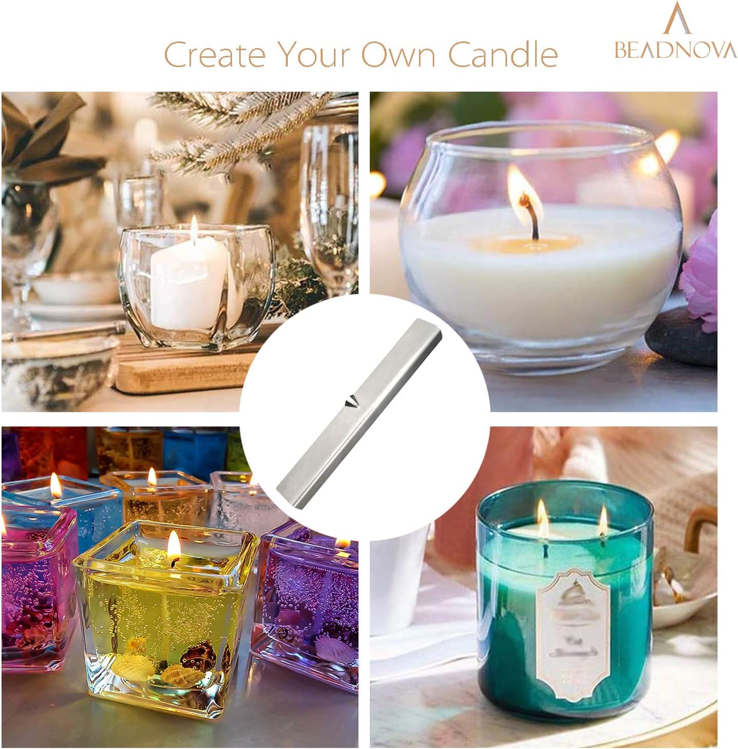 Candle Wick Holders Metal Wick Bar Centering Device Centering Tool Holder for Candle Making (10 Pcs)